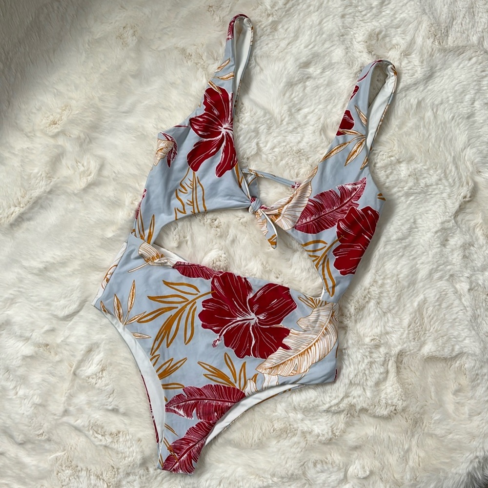 L*Space Tropical Floral Cutout One Piece Swimsuit